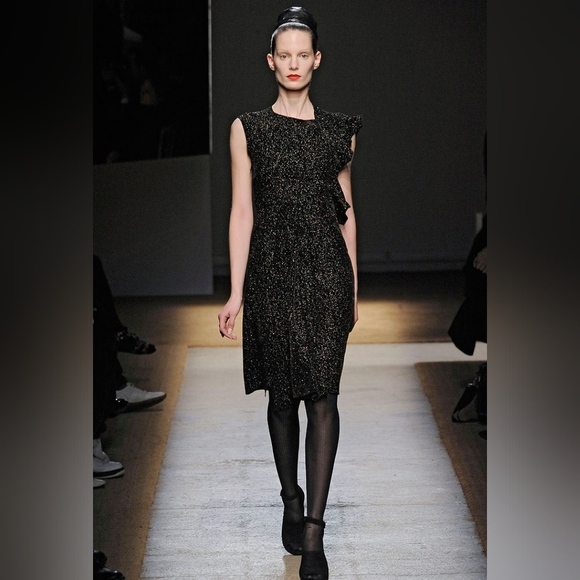 NWT 2009 Yves Saint Laurent Asymmetrical Midi Dress - Picture 2 of 10